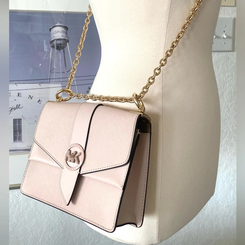 Michael Kors Greenwich Convertible Crossbody in Soft Pink Saffiano Leather